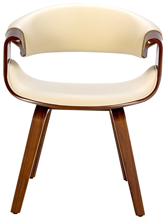 Conjunto de 2 cadeiras de jantar Foley em couro sintético, nogueira/creme