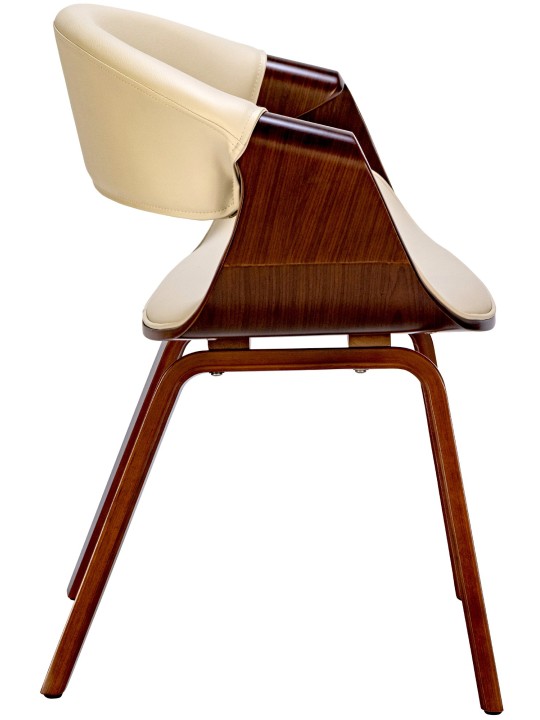 Conjunto de 2 cadeiras de jantar Foley em couro sintético, nogueira/creme