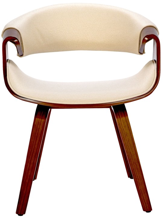 Conjunto de 2 cadeiras de jantar em tecido Foley, nogueira/creme