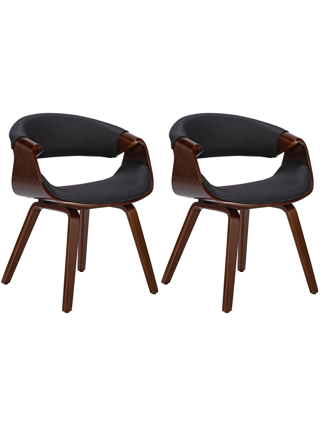 Conjunto de 2 cadeiras de jantar em tecido Foley, nogueira/preto