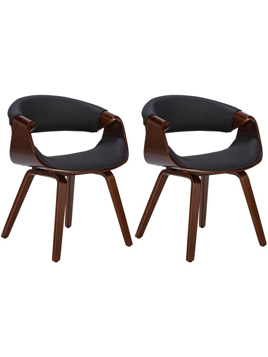 Conjunto de 2 cadeiras de jantar em tecido Foley, nogueira/preto