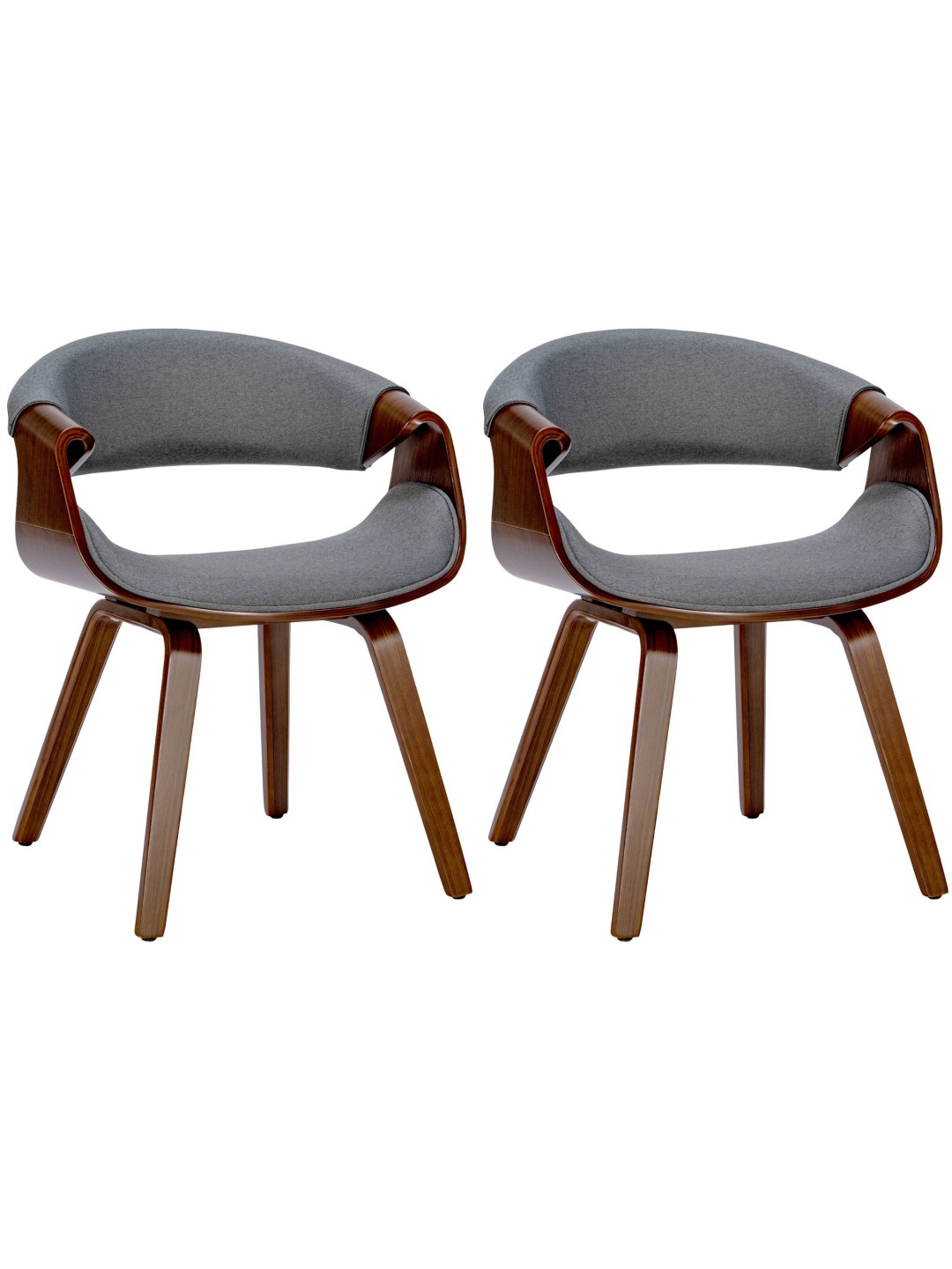 Conjunto de 2 cadeiras de jantar em tecido Foley, nogueira/cinza