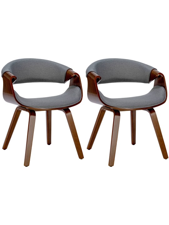 Conjunto de 2 cadeiras de jantar em tecido Foley, nogueira/cinza