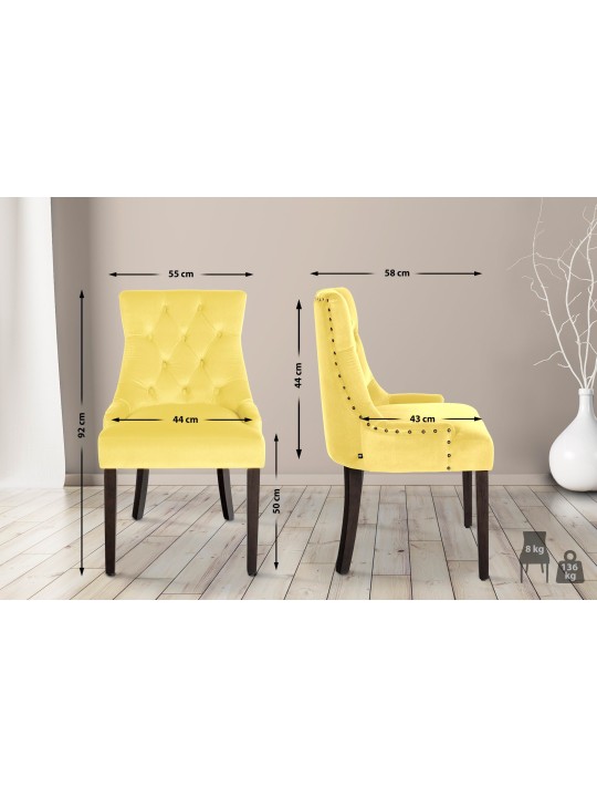 Cadeira da sala de jantar Aberdeen veludo antigo, amarelo