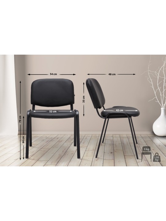 Cadeira para visitantes Ken imitação de couro, preto
