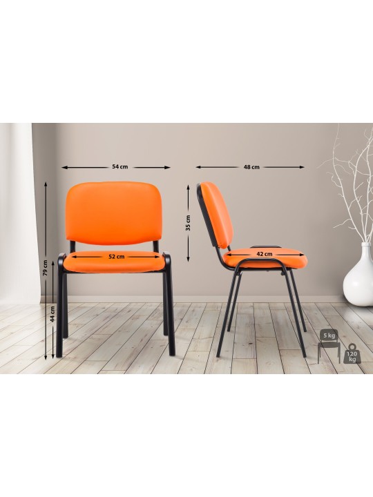 Cadeira para visitantes Ken imitação de couro, laranja