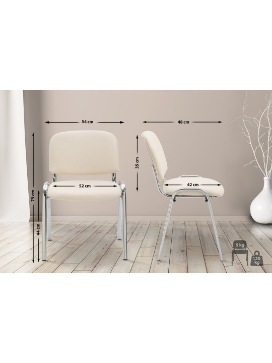 Cadeira para visitantes Ken C couro sintético, creme