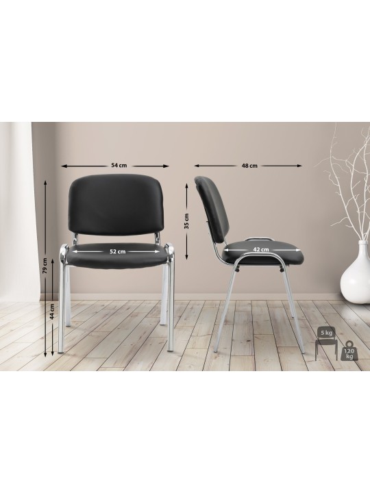 Cadeira para visitantes Ken C couro sintético, preto