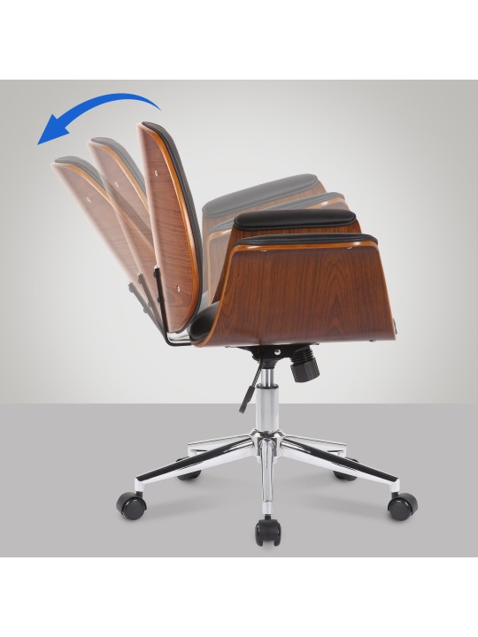 Cadeira de escritório de couro sintético Kemberg, nogueira/preto