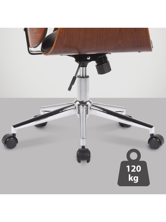 Cadeira de escritório de couro sintético Kemberg, nogueira/preto