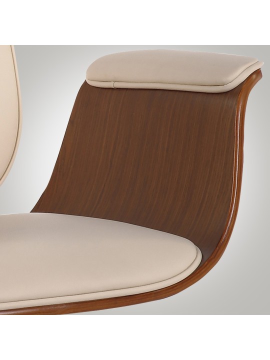 Cadeira de escritório de couro sintético Kemberg, nogueira/creme