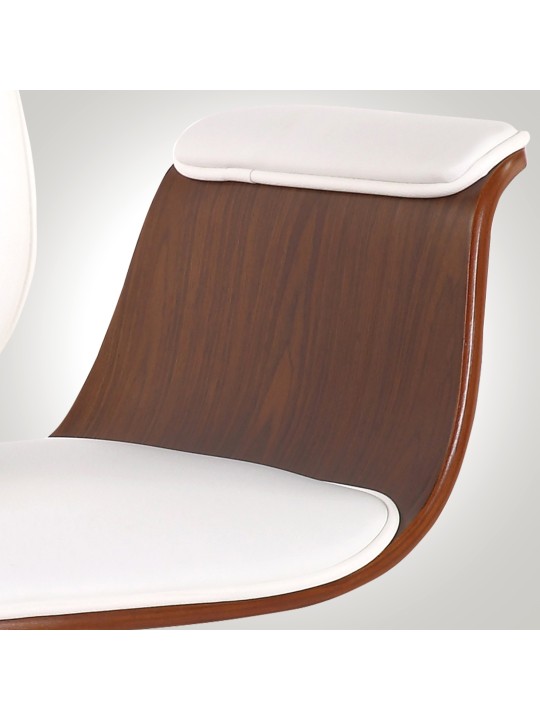 Cadeira de escritório de couro sintético Kemberg, nogueira/branco