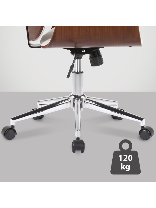 Cadeira de escritório de couro sintético Kemberg, nogueira/branco