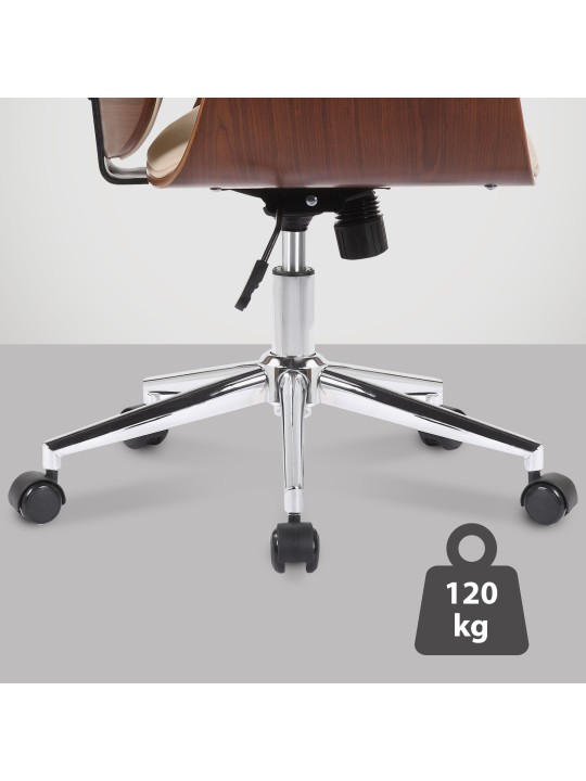 Cadeira de escritório de couro sintético Kemberg, nogueira/creme