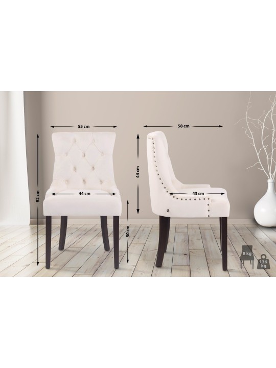 Cadeira da sala de jantar Aberdeen veludo antigo, creme