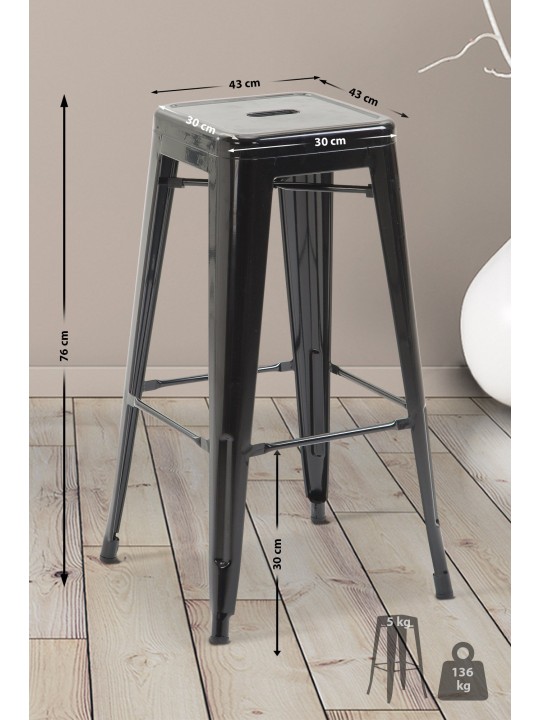 Banqueta alta Joshua V2, preto