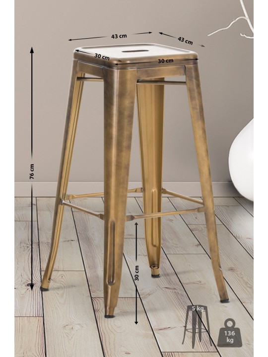 Banqueta alta Joshua V2, dourado