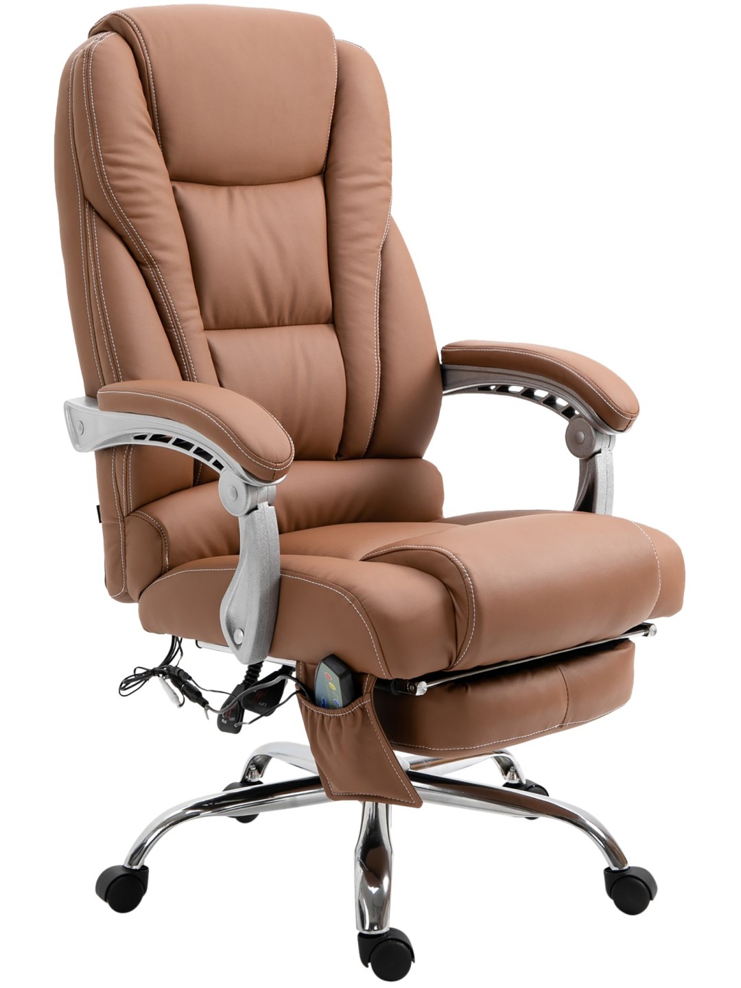 Cadeira de escritório Pacific com função de massagem V2 couro artificial, castanho claro