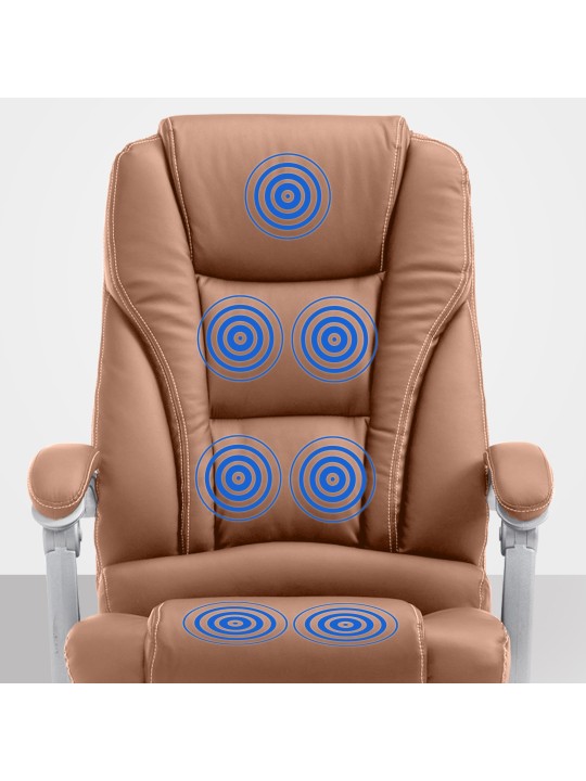 Cadeira de escritório Pacific com função de massagem V2 couro artificial, castanho claro