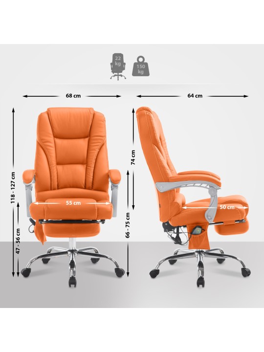 Cadeira de escritório Pacific com função de massagem V2, laranja Cadeira de escritório Pacific com função de massagem V2, laranja