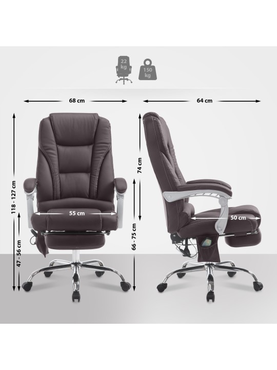 Cadeira de escritório Pacific com função de massagem V2, castanho