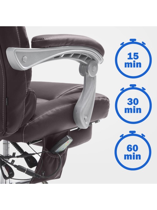 Cadeira de escritório Pacific com função de massagem V2, castanho