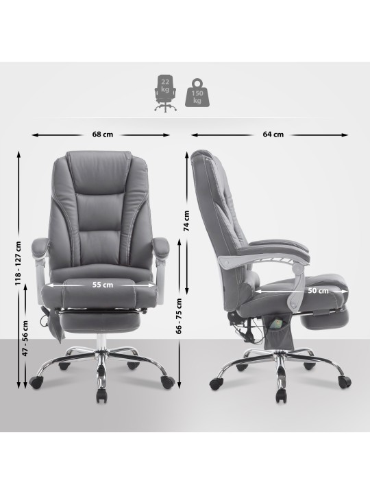 Cadeira de escritório Pacific com função de massagem V2, cinza