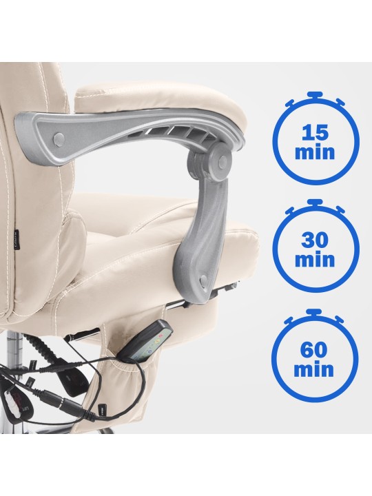 Cadeira de escritório Pacific com função de massagem V2, creme