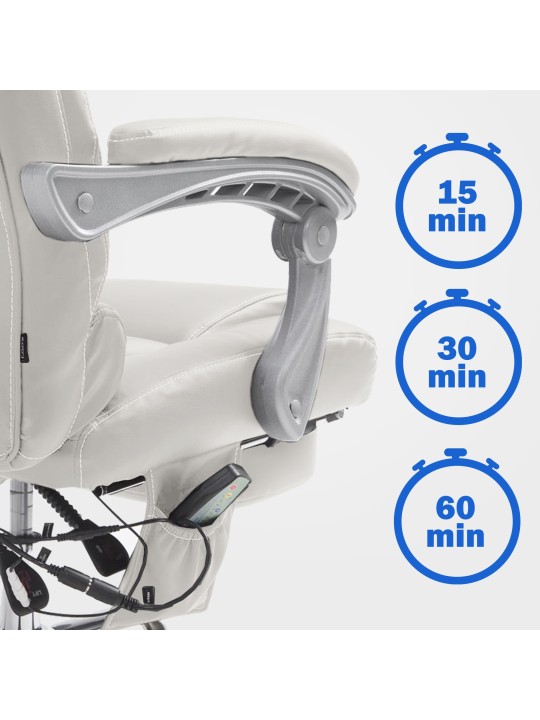 Cadeira de escritório Pacific com função de massagem V2, branco