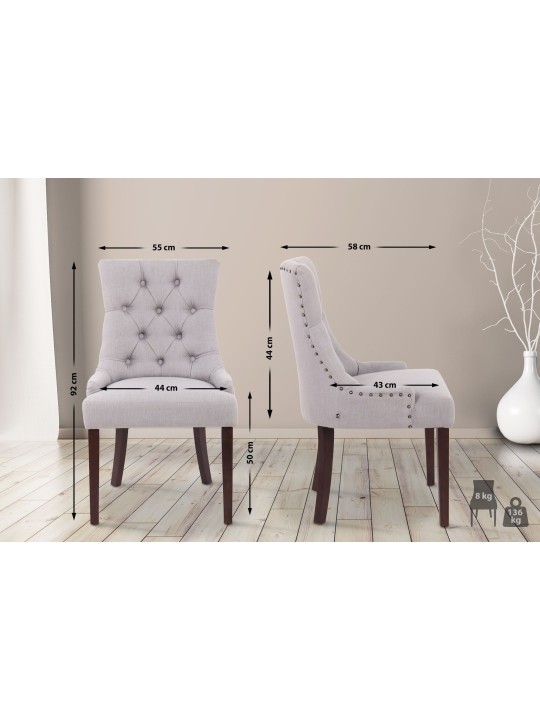 Conjunto de 2 cadeiras de jantar em tecido Aberdeen antigo, cinza Conjunto de 2 cadeiras de jantar em tecido Aberdeen antigo, cinza