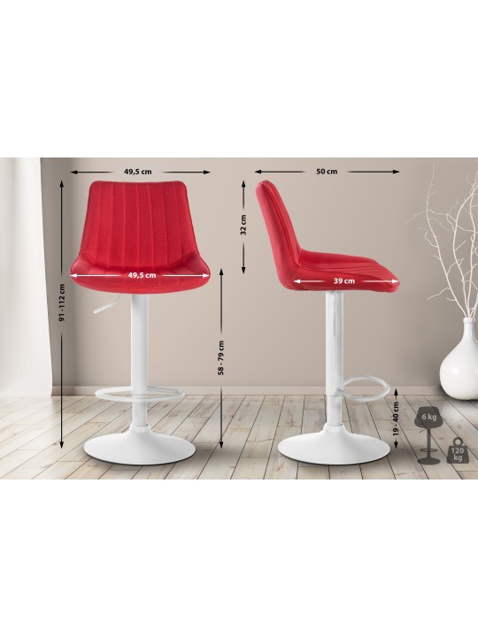 Conjunto de 2 bancos altos tecido Toni, vermelho