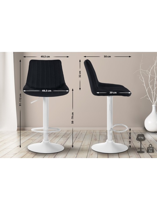 Conjunto de 2 bancos altos tecido Toni, preto