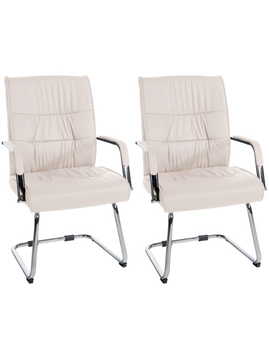 Conjunto de 2 cadeiras para visitantes Sievert, creme