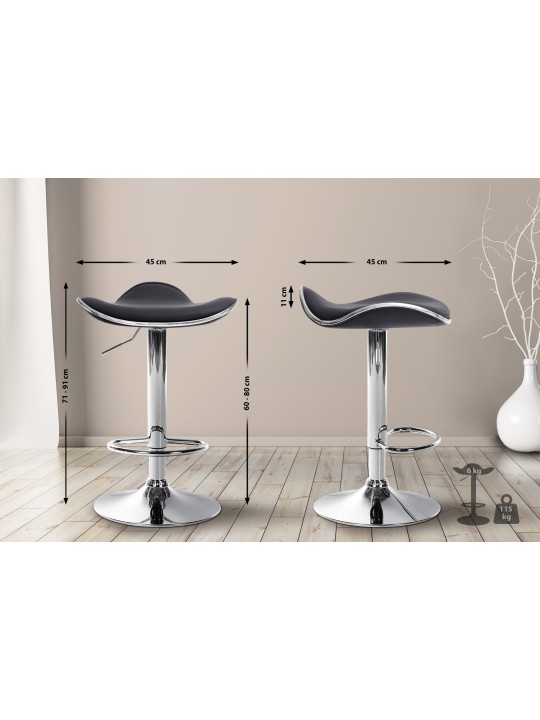 Banqueta alta Shanghai imitação de couro C, preto