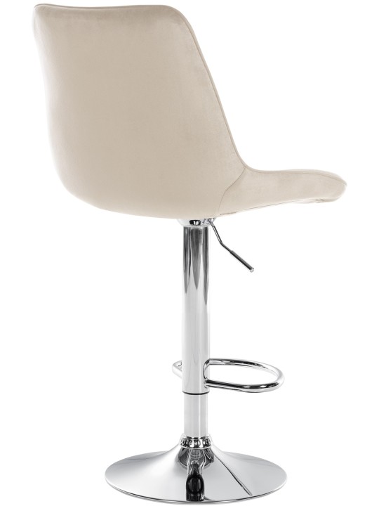 Conjunto de 2 bancos altos Toni veludo cromado, creme