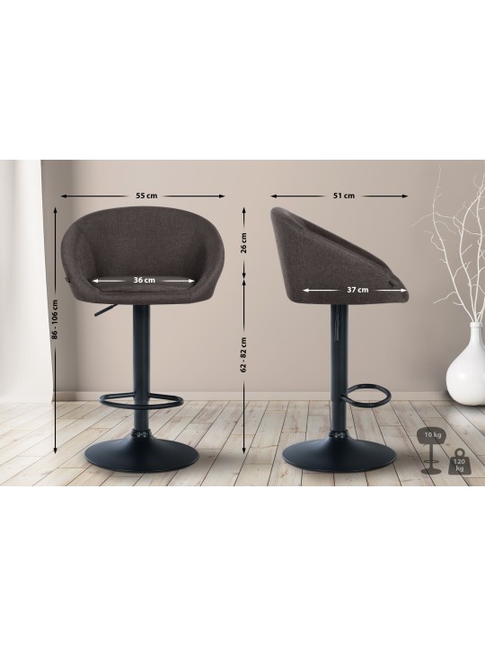 Banqueta alta tecido Davie, cinza escuro