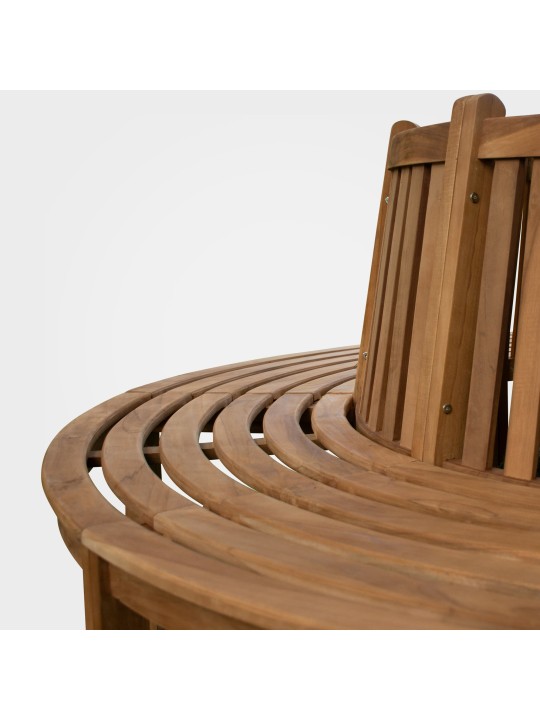 Banco de árvore Nila 206cm redondo com encosto, castanho