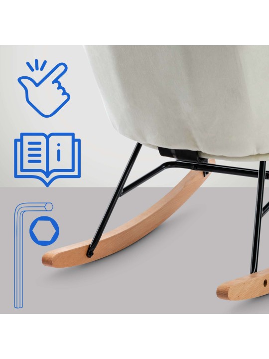 Cadeira de balanço Sanka veludo, creme Cadeira de balanço Sanka veludo, creme