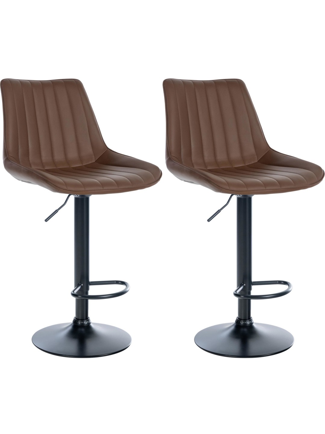 Conjunto de 2 bancos altos em pele sintética Toni, castanho