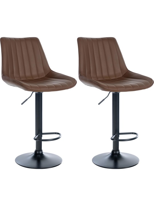 Conjunto de 2 bancos altos em pele sintética Toni, castanho