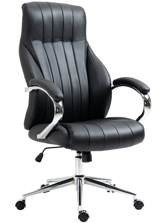 Cadeira de escritório em couro legítimo Wigan, preto