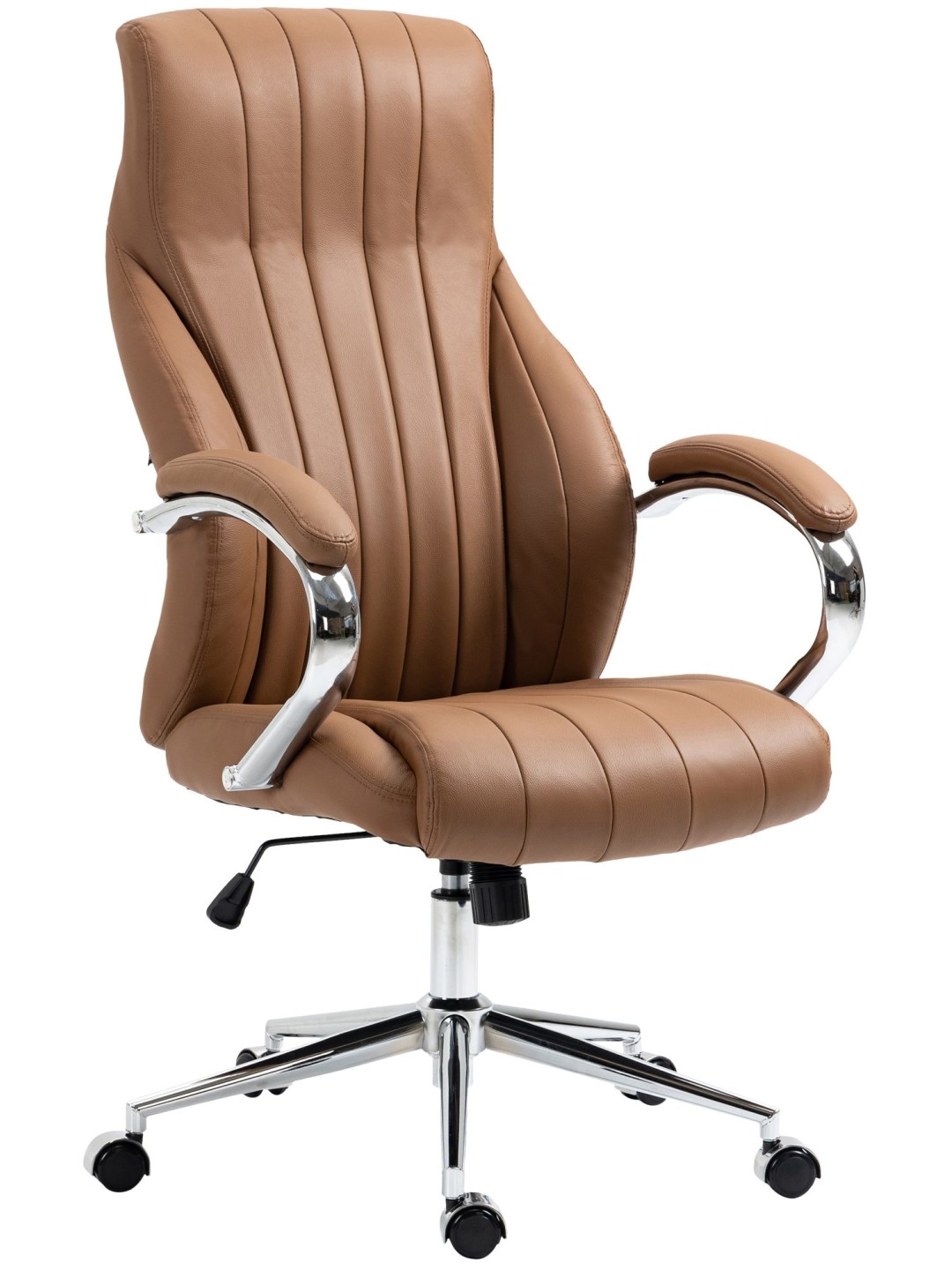 Cadeira de escritório Wigan em pele genuína, castanho claro