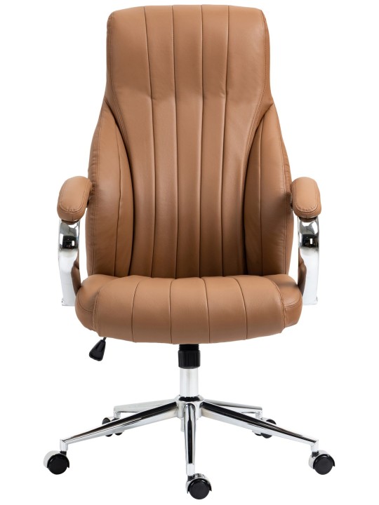 Cadeira de escritório Wigan em pele genuína, castanho claro