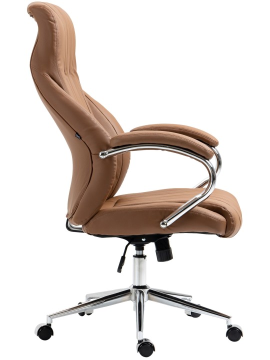 Cadeira de escritório Wigan em pele genuína, castanho claro