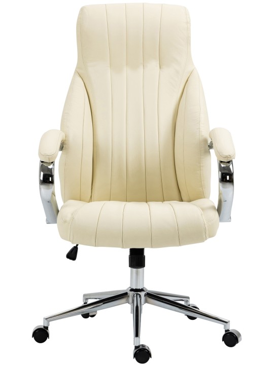 Cadeira de escritório Wigan em pele genuína, creme