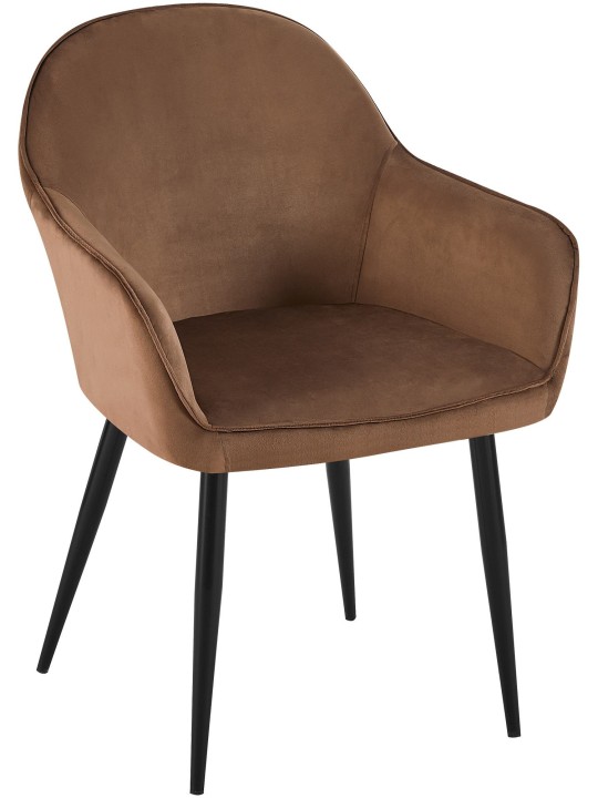 Cadeira de jantar de veludo Boise, castanho