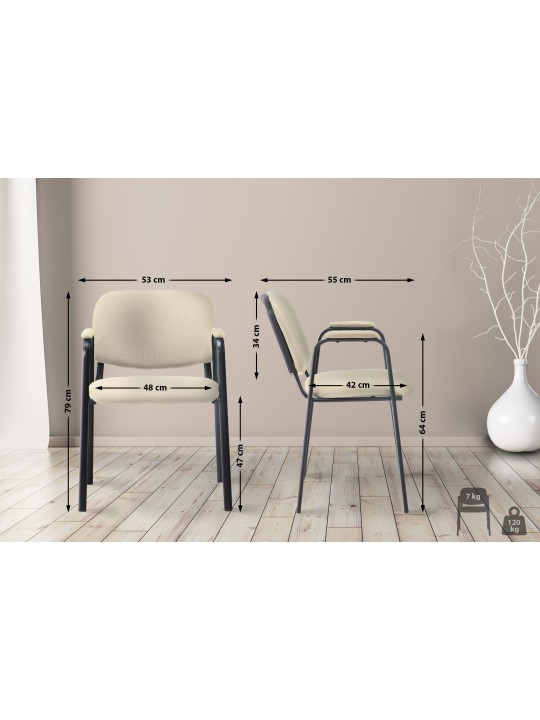 Cadeira para visitantes Ken PRO tecido, creme