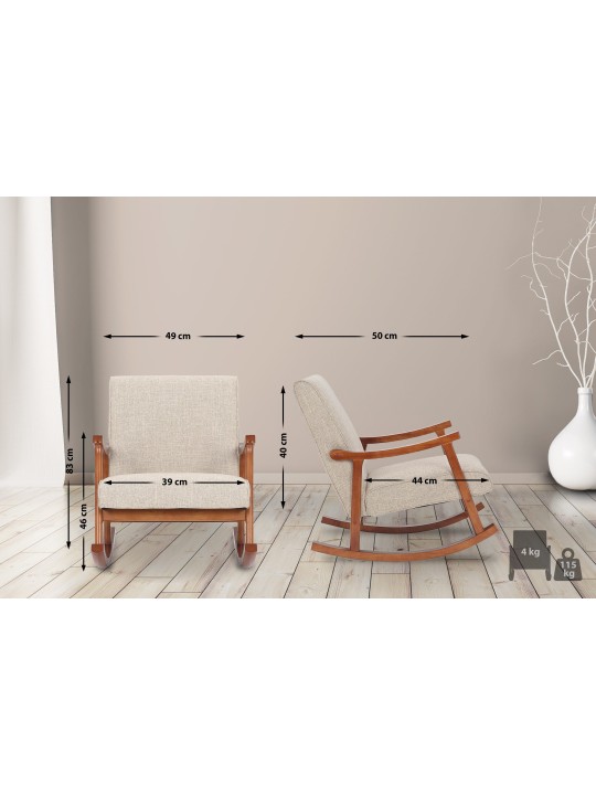 Cadeira de balanço Morelia tecido nogueira, creme Cadeira de balanço Morelia tecido nogueira, creme