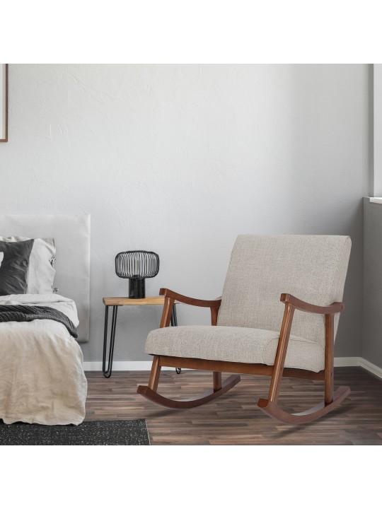 Cadeira de balanço Morelia tecido nogueira, creme Cadeira de balanço Morelia tecido nogueira, creme