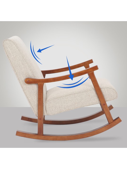 Cadeira de balanço Morelia tecido nogueira, creme Cadeira de balanço Morelia tecido nogueira, creme